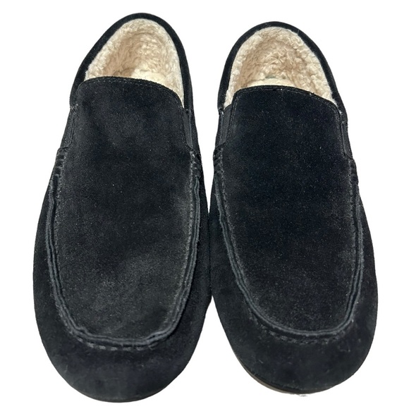 VINCE mens Gomez black suede faux fur lined slip on loafers | SZ 10 - Picture 2 of 10